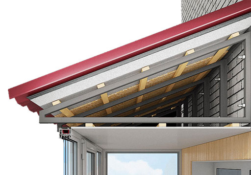 схема крышы над балконом в разрезе